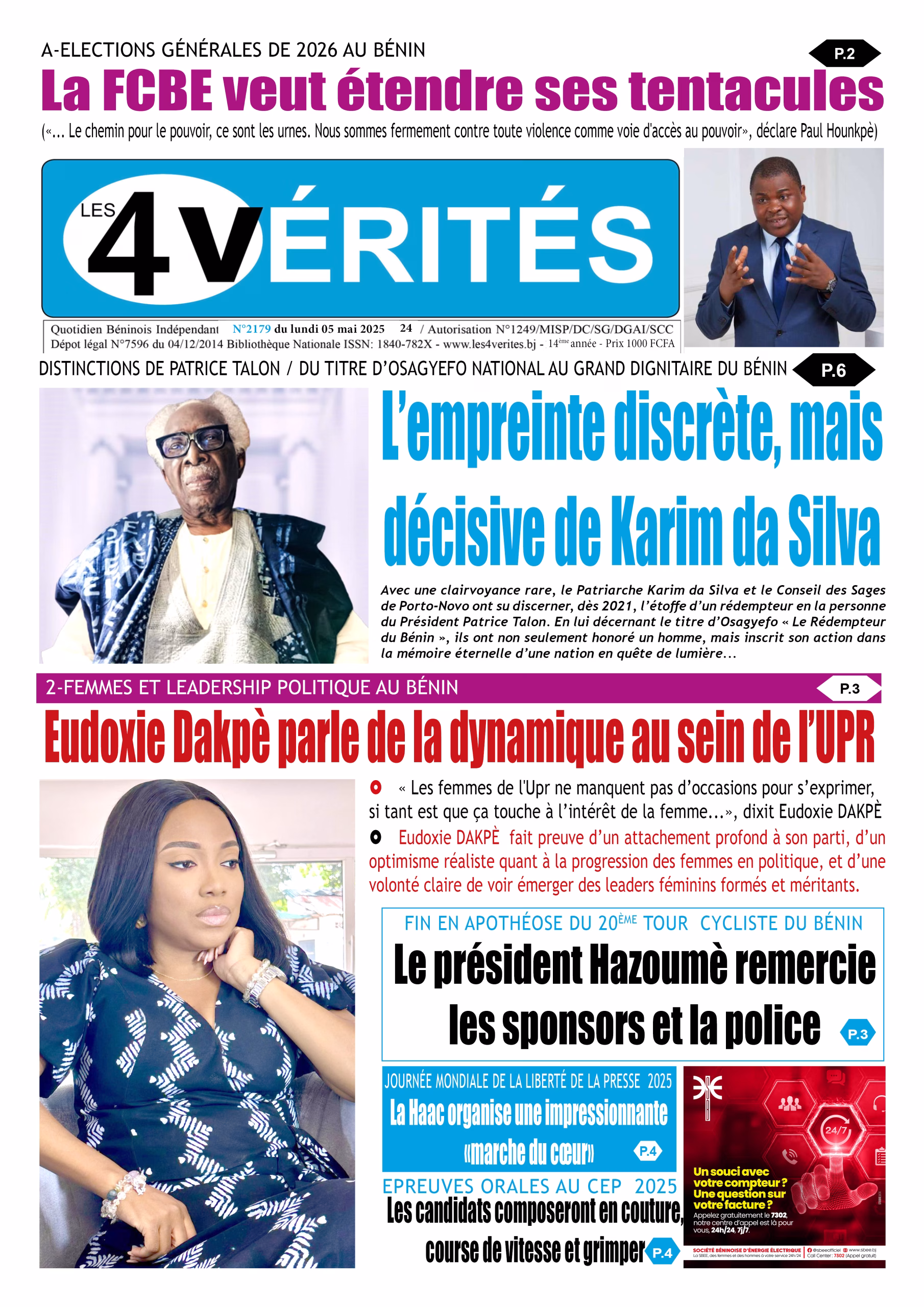 La Une de Les 4 Vérités du lundi 5 mai 2025