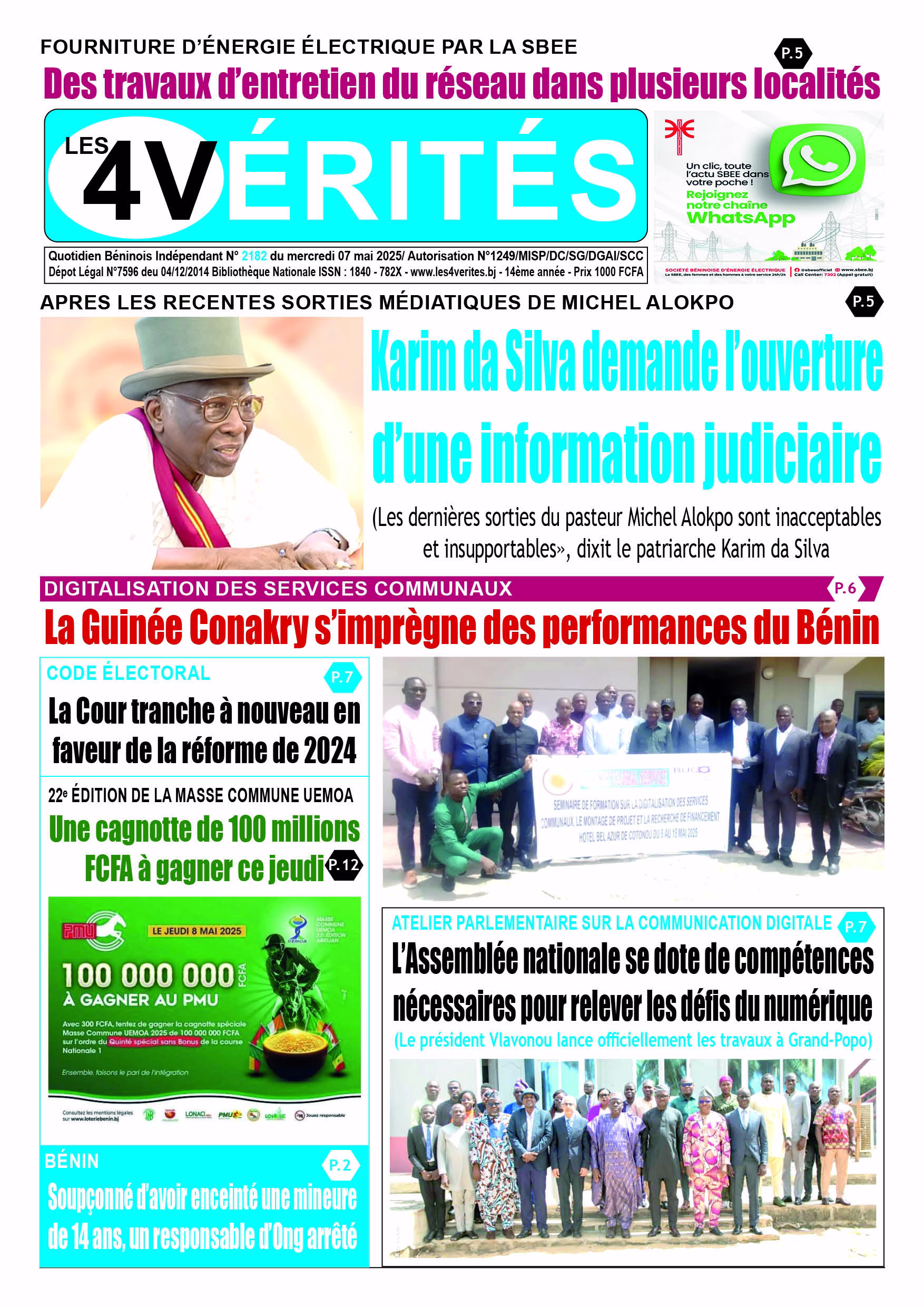 La Une de Les 4 Vérités du mercredi 07 mai 2025