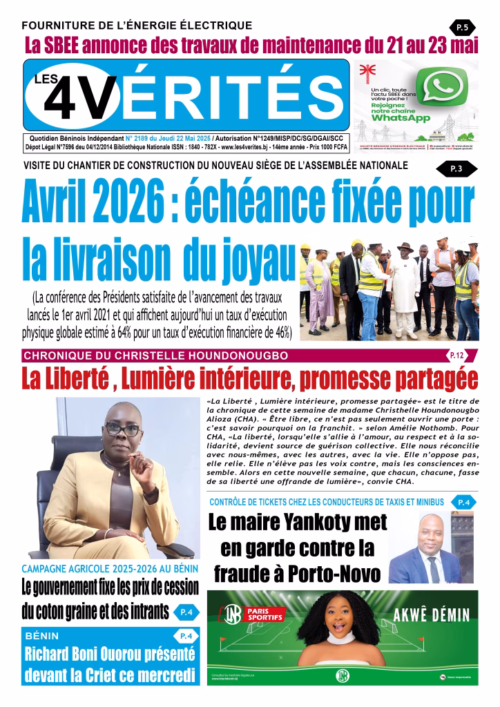 La Une de Les 4 Vérités du jeudi 22 mai 2025