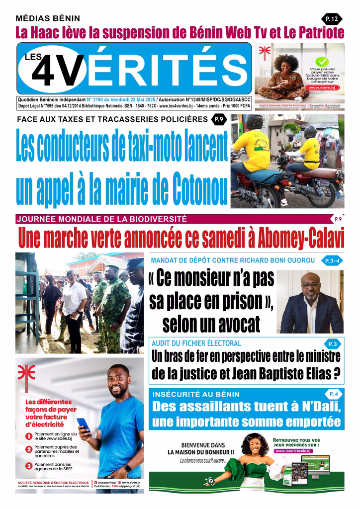 La Une de Les 4 Vérités du vendredi 23 mai 2025