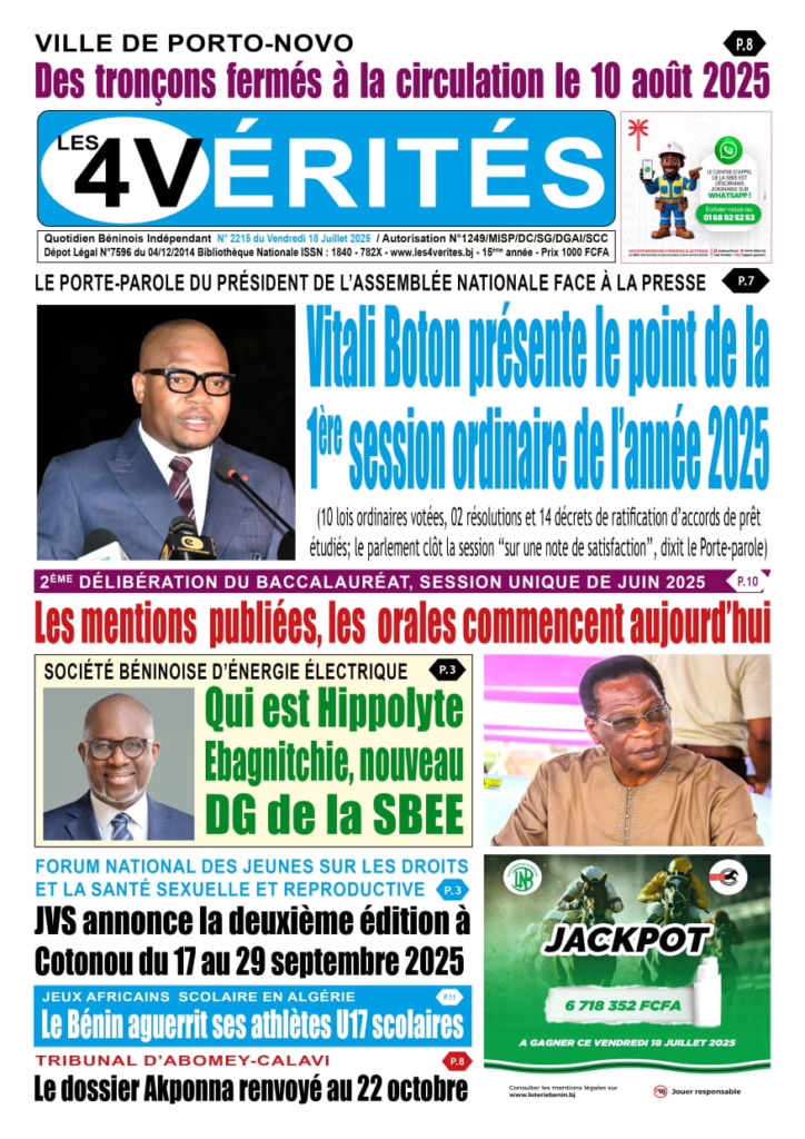 La Une de Les 4 Vérités du 18 juillet 2025