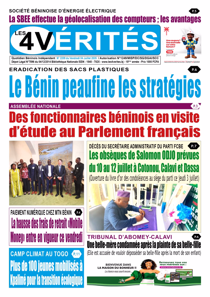 La UNE de Les 4 Vérités du vendredi 4 juillet 2024