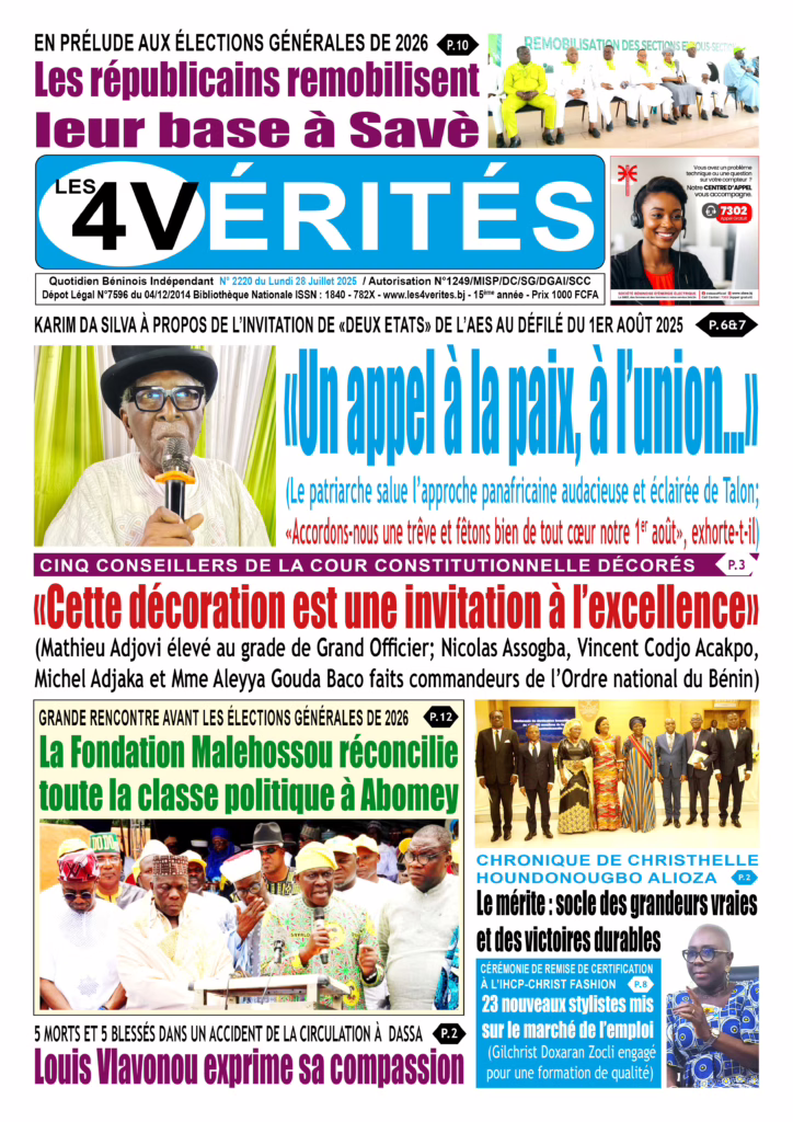 La Une de Les 4 Vérités du 28 juillet 2025