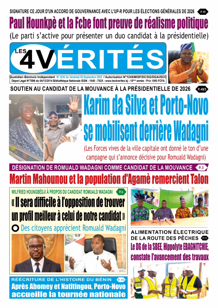 La Une de Les 4 Vérités du vendredi 5 septembre 2025