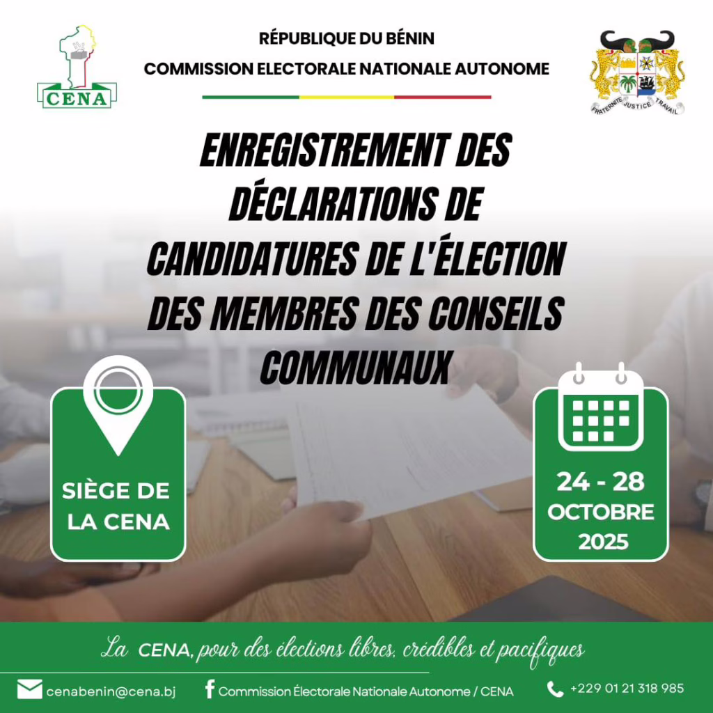 Elections générales de 2026 : L’enregistrement des candidatures pour les communales démarre ce vendredi