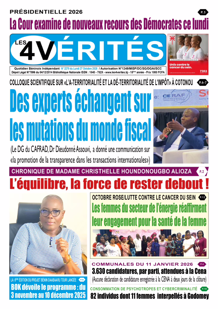 La Une de Les 4 Vérités du lundi 27 octobre 2025