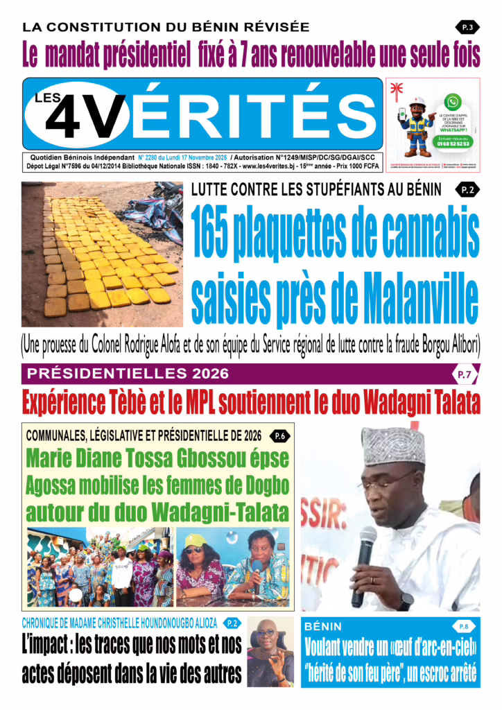 La Une de Les 4 Vérités du 17 novembre 2025
