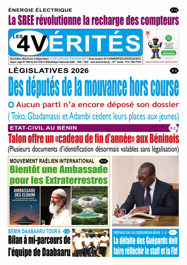 La Une de Les 4 Vérités du 19 novembre 2025