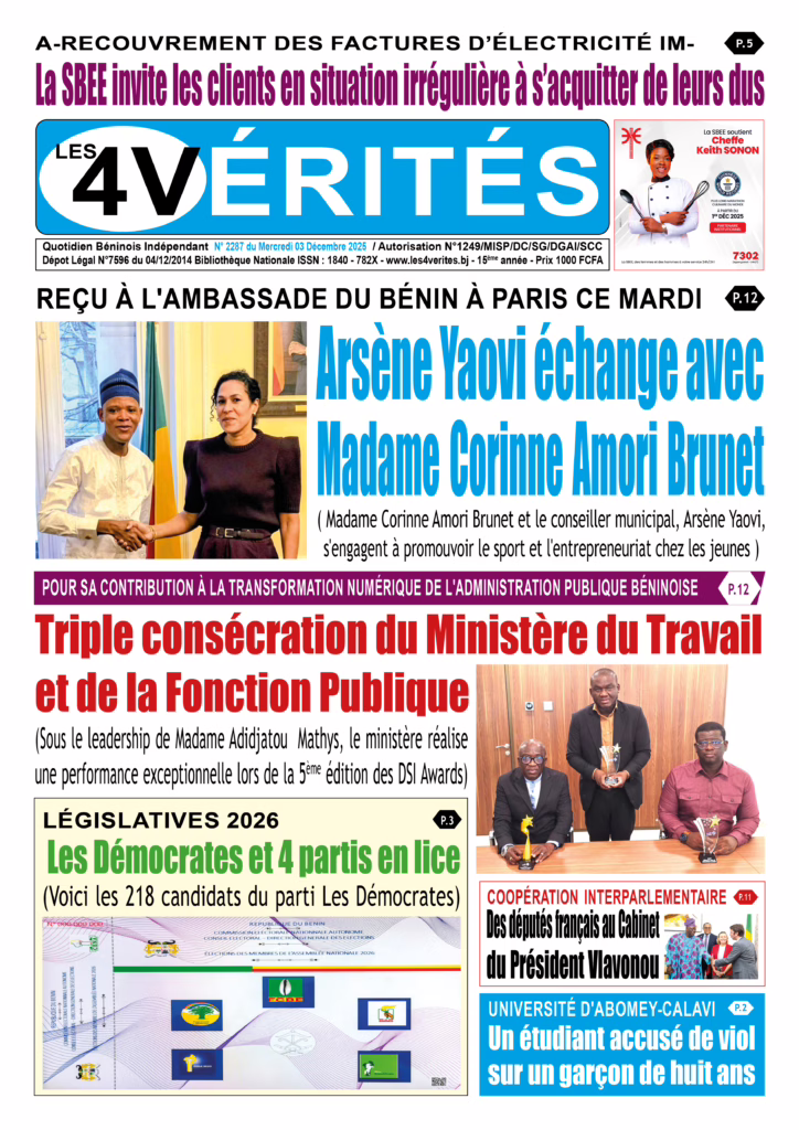 La Une de Les 4 Vérités du mercredi 2 décembre 2025