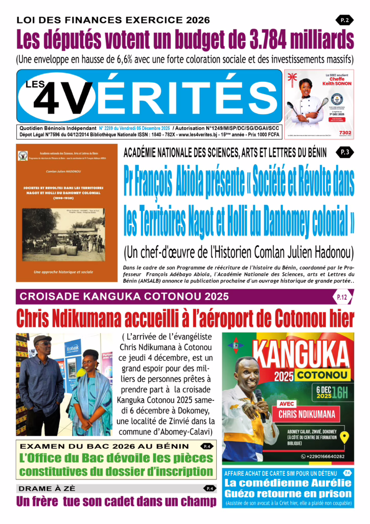 La Une de Les 4 Vérités du vendredi 5 décembre 2025