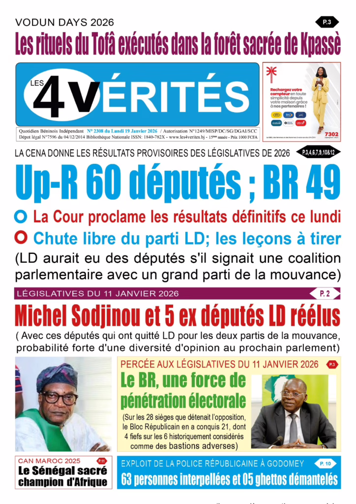 La Une de Les 4 Vérités du lundi 19 janvier 2026