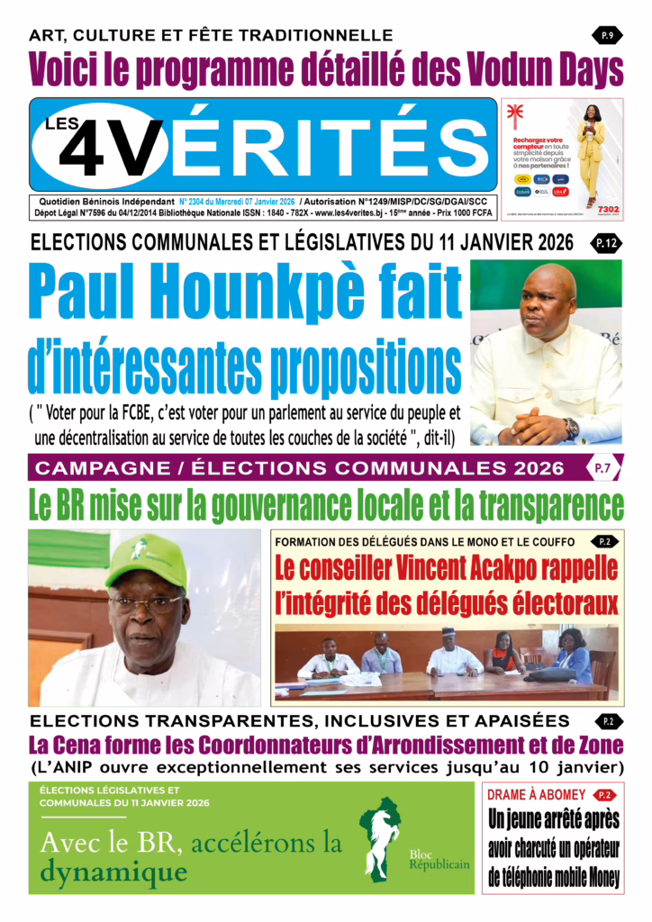 La Une de Les 4 Vérités du mercredi 7 janvier 2026