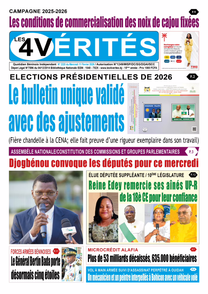 La Une de Les 4 Vérités du mercredi 11 février 2026