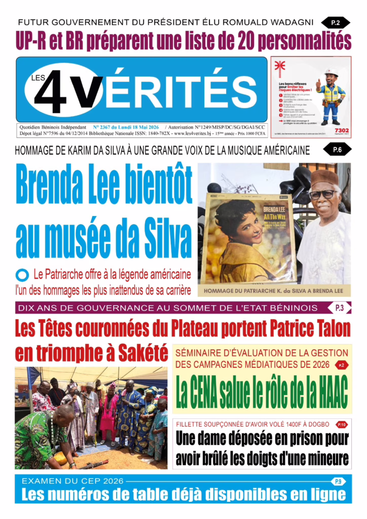 La Une de Les 4 Vérités du lundi 18 Mai 2026