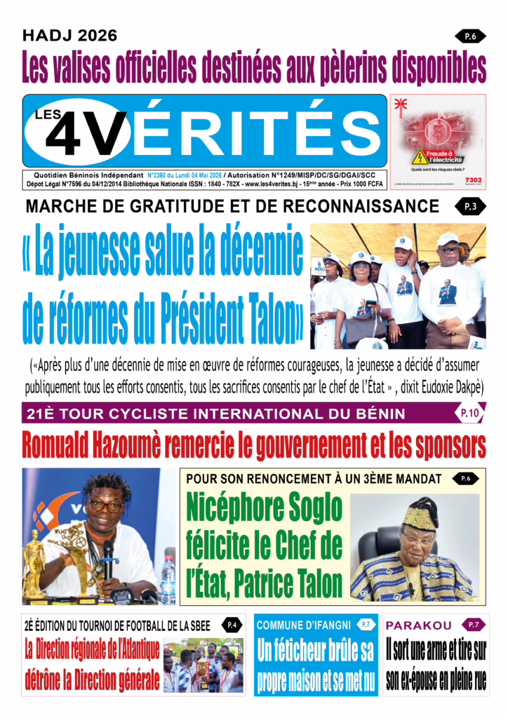 La Une de Les 4 Vérités du lundi 04 Mai 2026