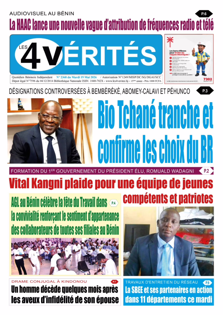 La Une de Les 4 Vérités du Mardi 19 Mai 2026