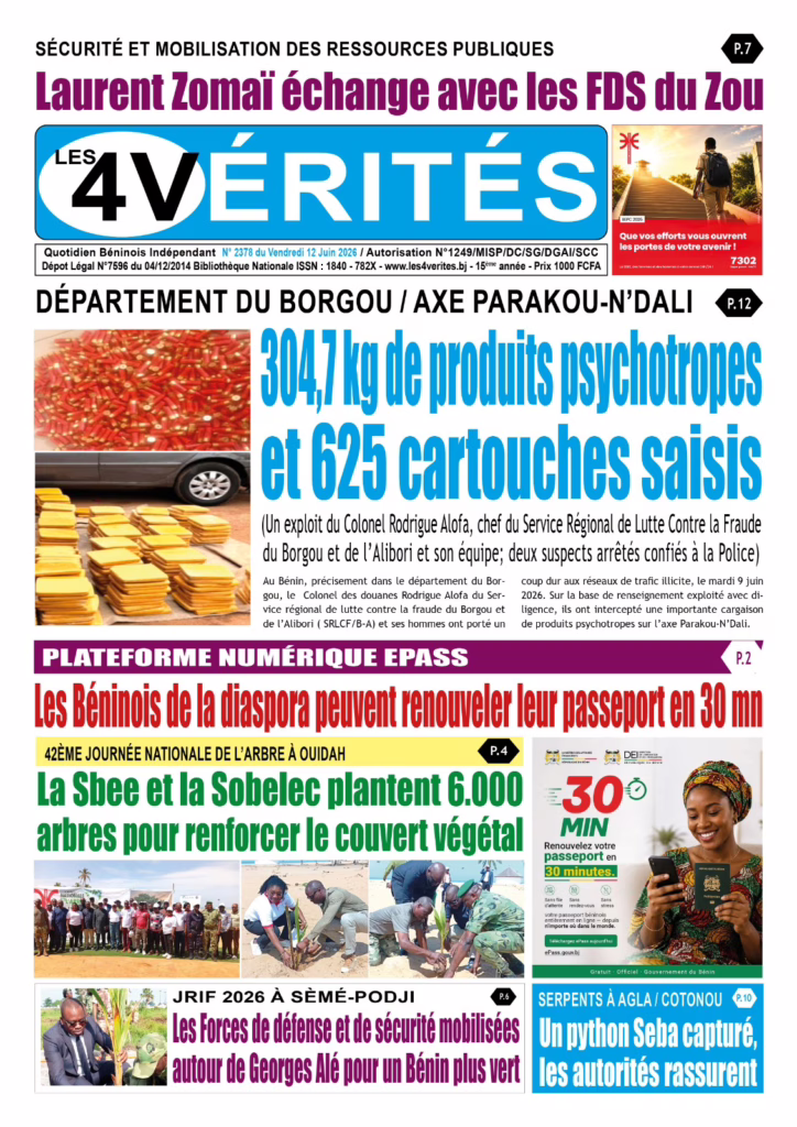 La Une de Les 4 Vérités du Vendredi 12 juin 2026
