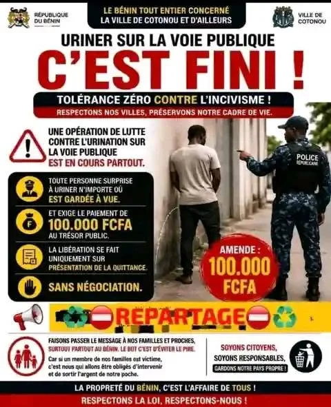Assainissement des milieux urbains au Bénin : La peur de l’amende change les habitudes