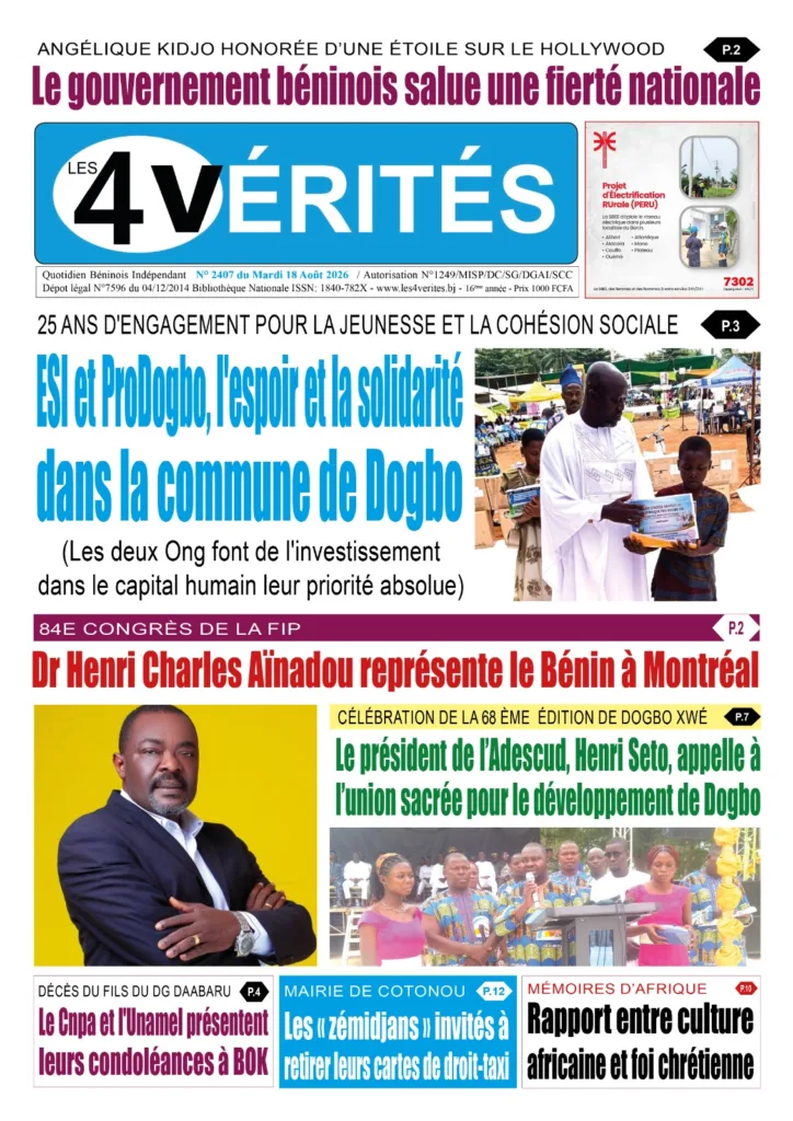 La Une de Les 4 Vérités du Mardi 18 Août 2026
