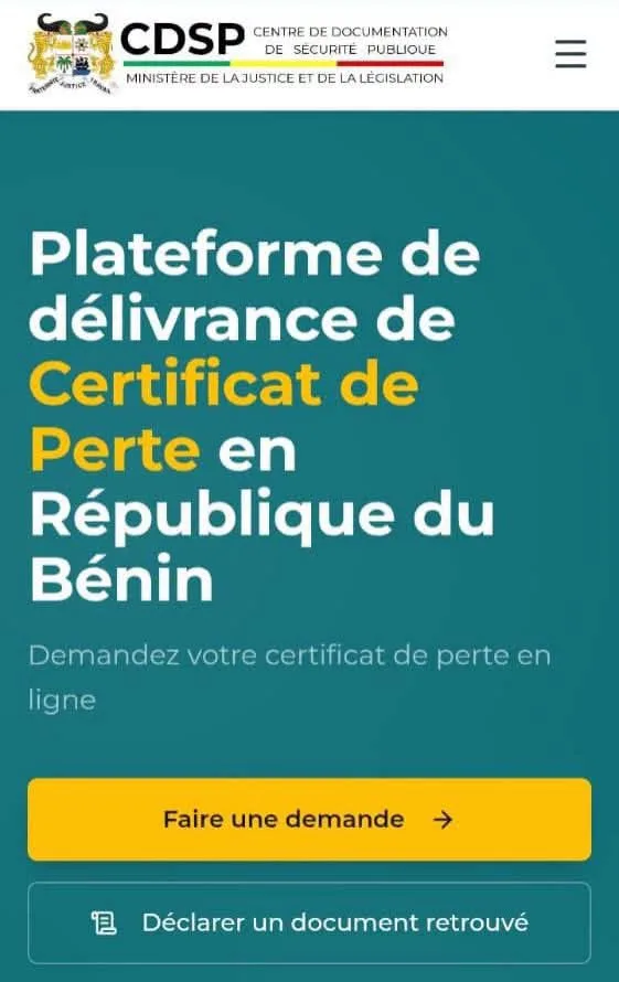 Bénin  : La délivrance du certificat de perte désormais en ligne